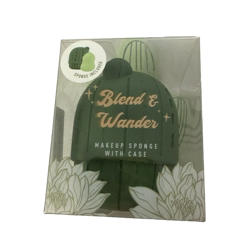 Desert Sage  Blend & Wander‎ Makeup Sponge with Cactus Case- cruelty free NIB